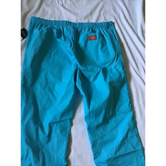 Dickies EDS Signature Womens Drawstring Scrub Pants Small Caribbean Blue Cotton - Picture 10 of 12